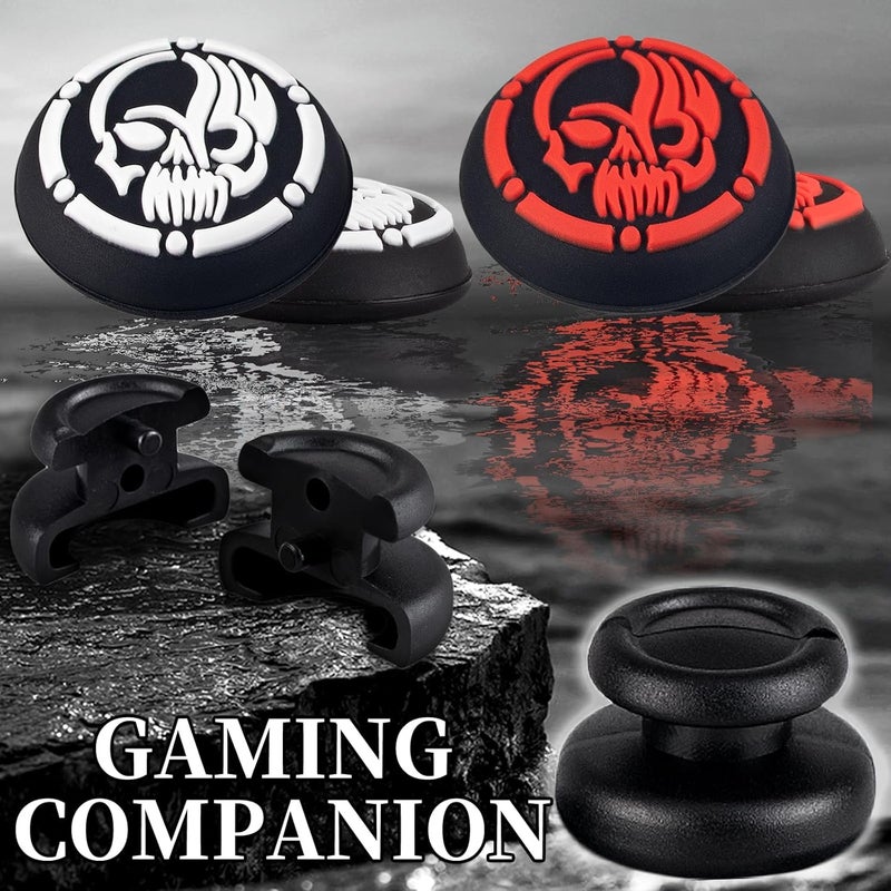 PlayRealm NO Falling Off Thumbstick Extender x 2 & Thumb Grip x 4 for PS5 & PS4 Controller (Skulls pack) - Image 2